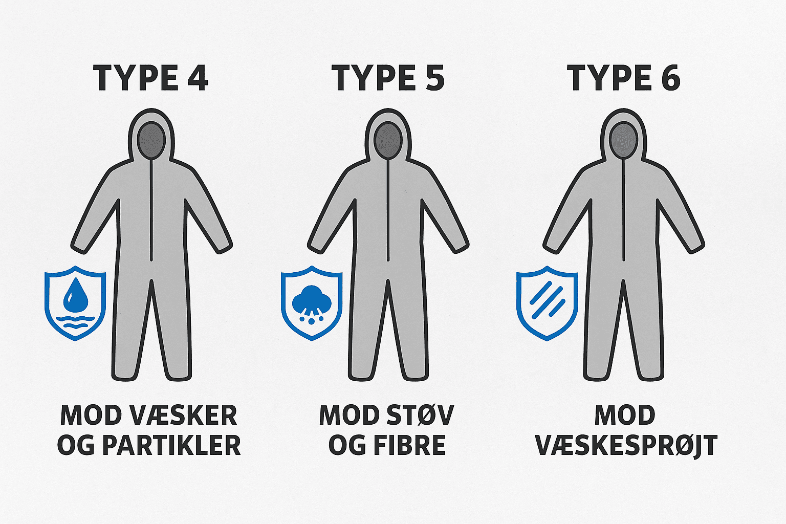 Forskellige typer beskyttelsesdrag til asbest