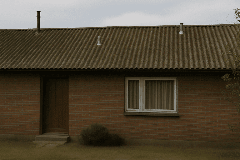 nyt tag på 70er hus med asbest